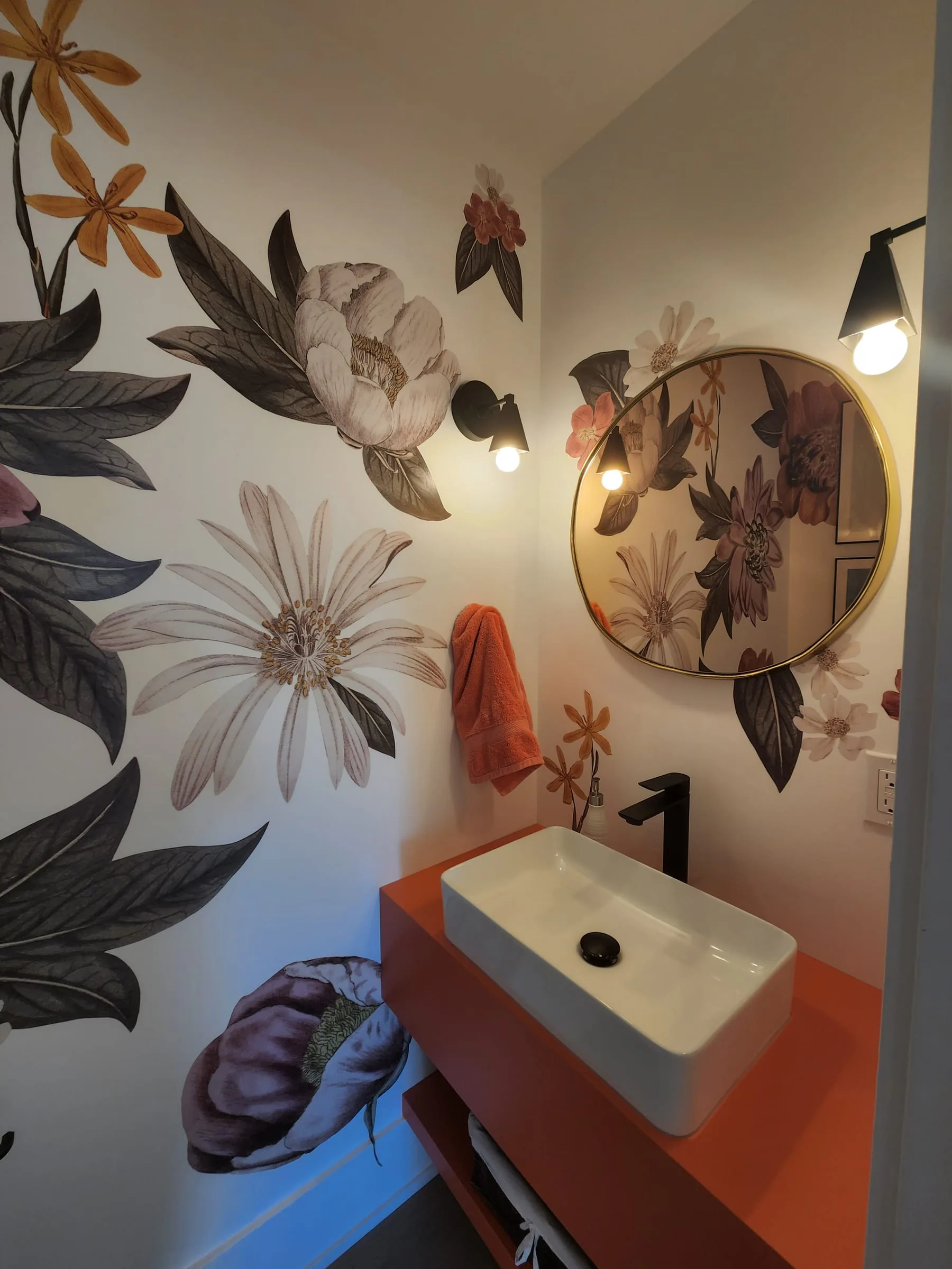 Luxury bathroom paint finish by Sigma Painting — detail of mural and trim work near Pickering