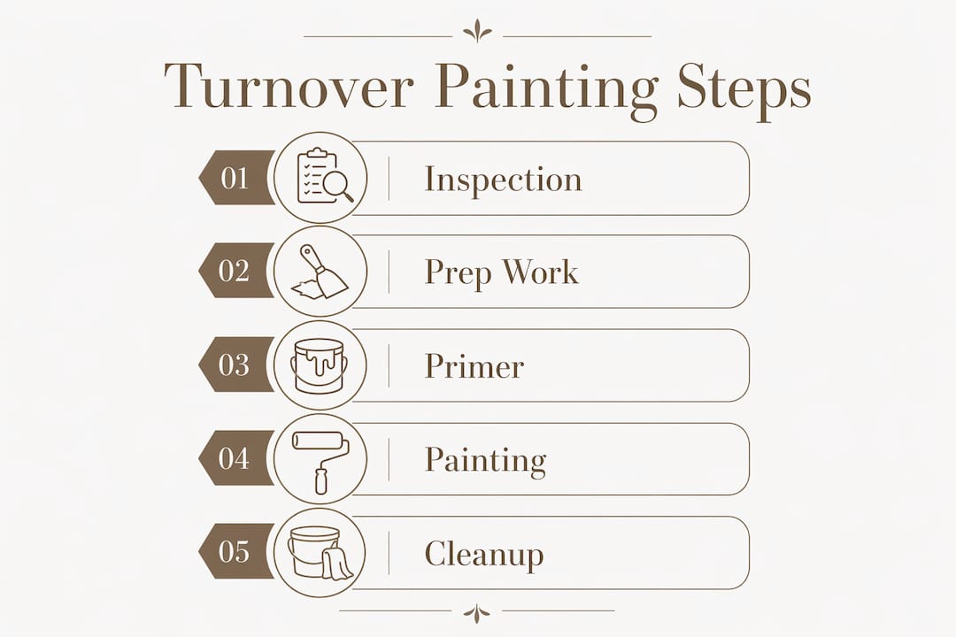Infographic showing apartment turnover painting steps
