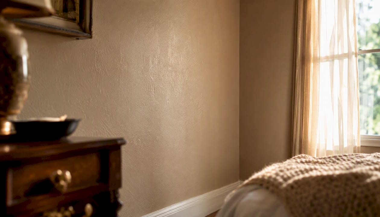 Freshly painted interior wall drying stage