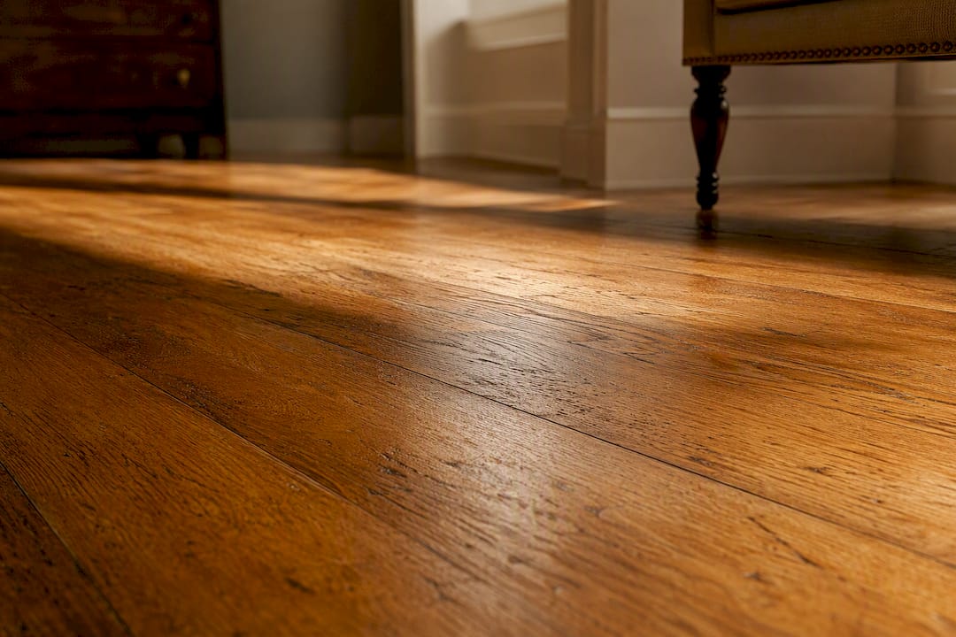 Warm golden oak wood floor close-up