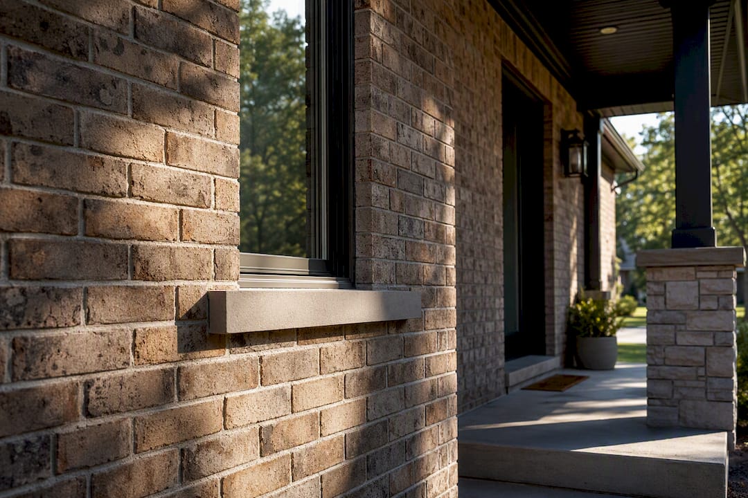 Brick exterior showing daylight color shifts