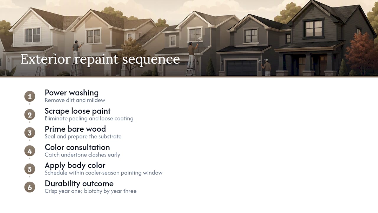Exterior painting preparation and timing sequence
