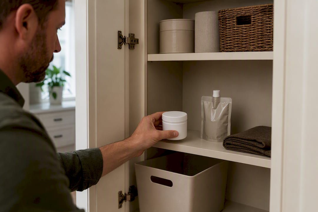 Sealed paint container stored for touch-ups