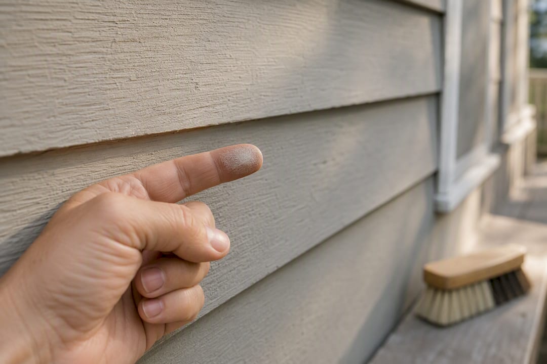 Fingernail testing chalky exterior paint