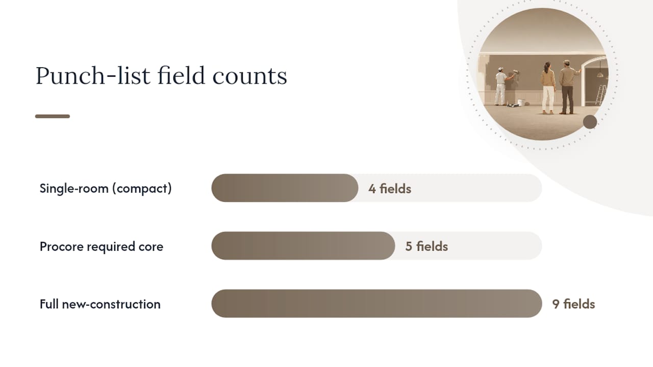 Compact and expanded paint punch list fields