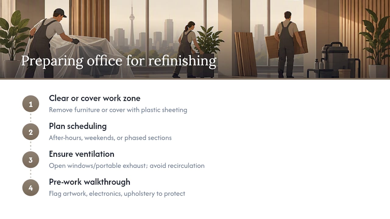 Office refinishing preparation workflow